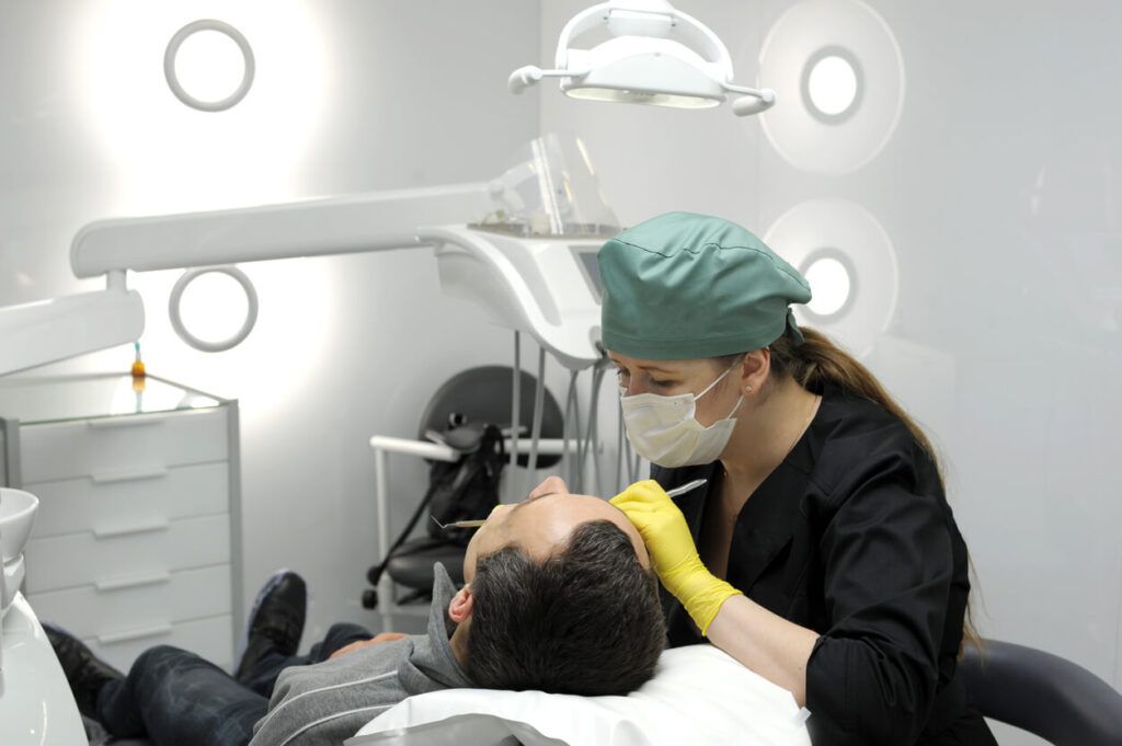 Dental implant procedure in a dental clinic.